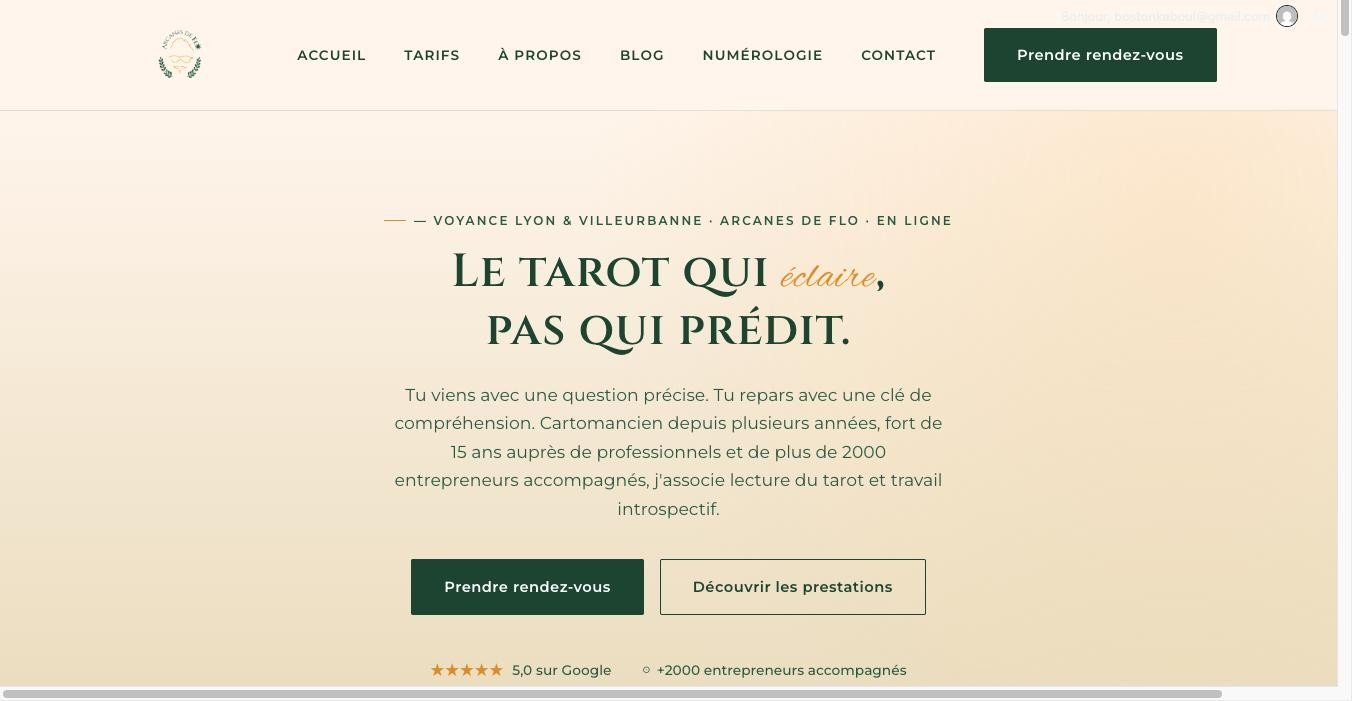 Aperçu du site Arcanes de Flo
